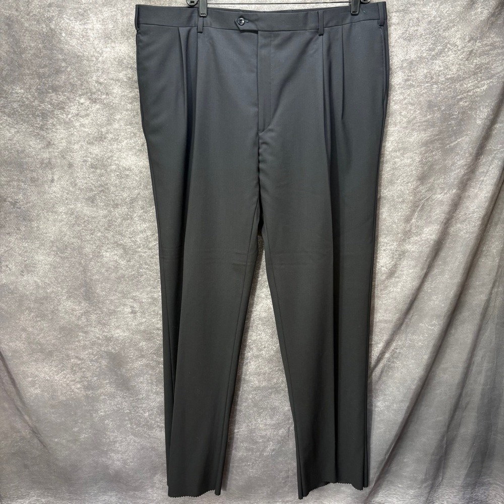 Jos A Bank Executive Collection Pleated Dress Pants Mens 46R Navy Wool Garbadine